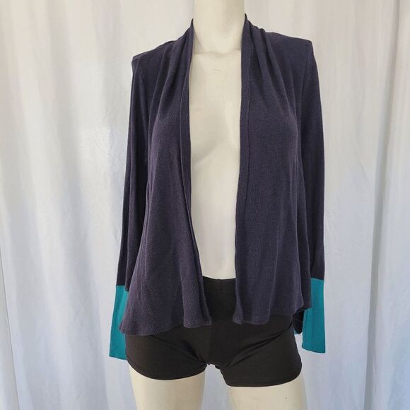 Splendid navy and teal open front cardigan size 14 - Picture 6 of 7